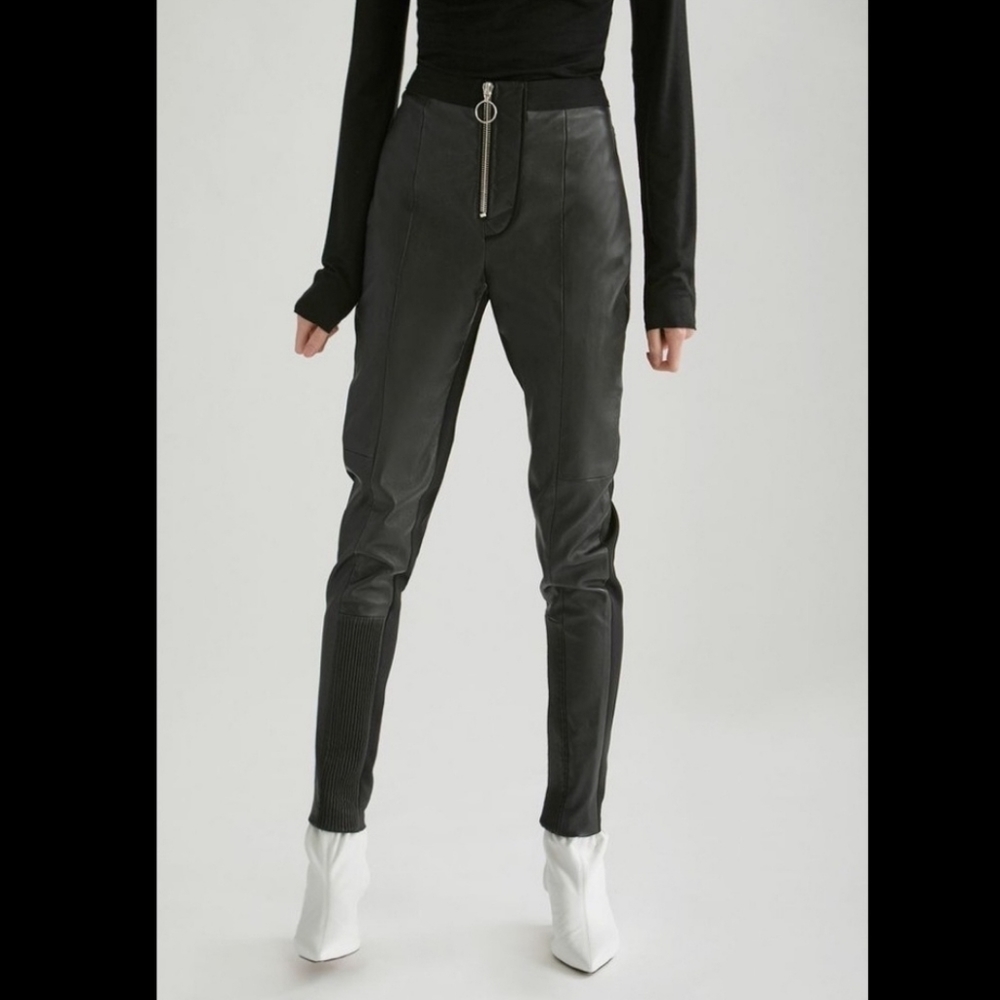 Yigal Azrouel Leather Motto Legging Pants